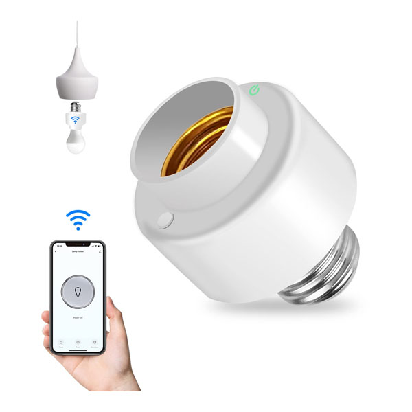 Enchufe de luz WiFi inteligente, adaptador de enchufe de bombilla inteligente de control inalámbrico
